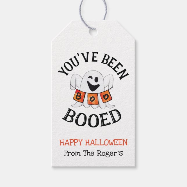 Du wurdest Niedlichen Halloween-Geist gebootet Geschenkanhänger (Vorderseite)