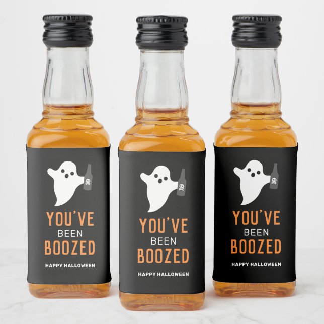 Du wurdest Orange und Schwarzes Halloween gebohrt Alkoholflaschenetikett (Flaschen)