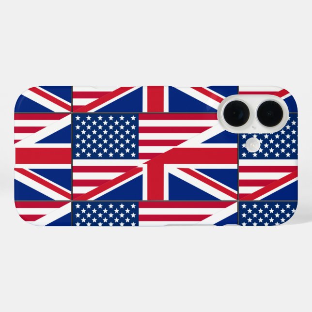 Dual Citizen American & British Flag iPhone 16 Hülle (Rückseite (Horizontal))