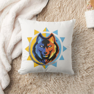 Dual Color Wolf Throw Pillow Kissen