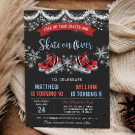Dual Ice Skating Birthday Invitation for Boys Einladung