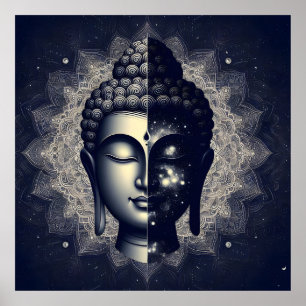 Dual-Natur-Buddha-Mandala - Kosmisches Zen-Erleuch Poster