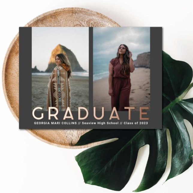 Dual Photos Graduate Photo Announcement Folieneinladung (Von Creator hochgeladen)
