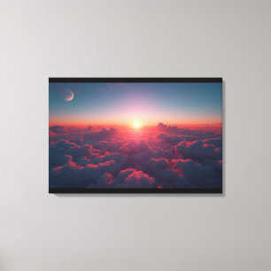 Dual Sky Harmony – Sonne und Mond über den Wolken Leinwanddruck
