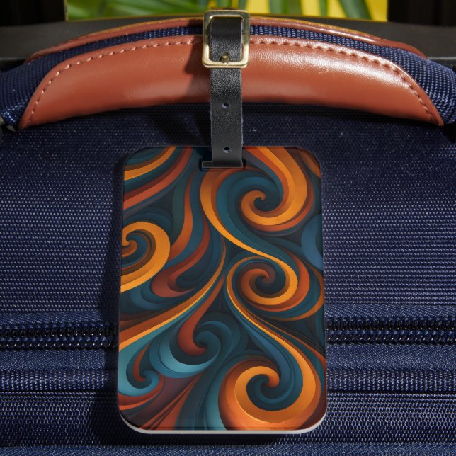 Dual-Tone Swirls Pattern Gepäckanhänger (Vorderseite Insitu 2)