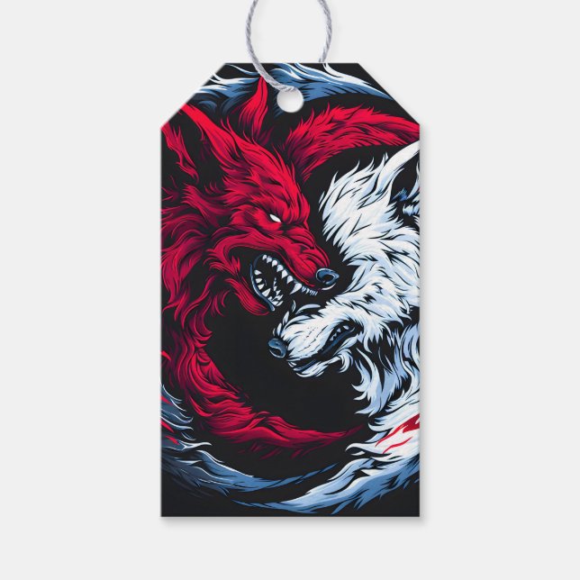 Dual Wild Lunar Wolf Geschenkanhänger (Vorderseite)