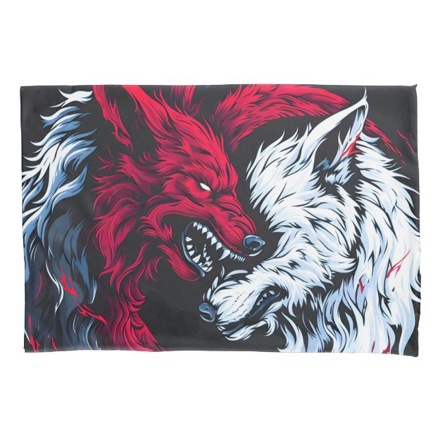 Dual Wild Lunar Wolf Kissenbezug (Vorderseite)
