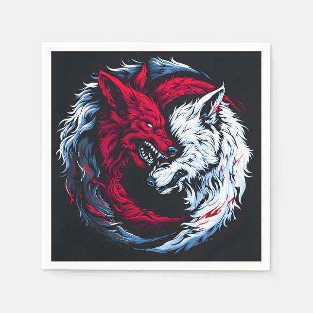 Dual Wild Lunar Wolf Serviette (Vorderseite)