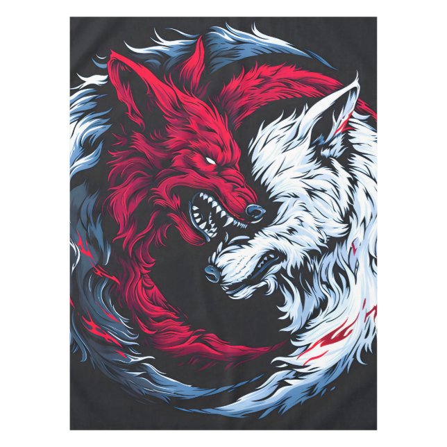 Dual Wild Lunar Wolf Tischdecke (Vorderseite)