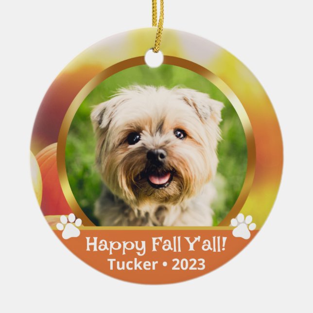 Duale benutzerdefinierte Foto Name Jahr Herbstdeko Keramik Ornament (Vorne)