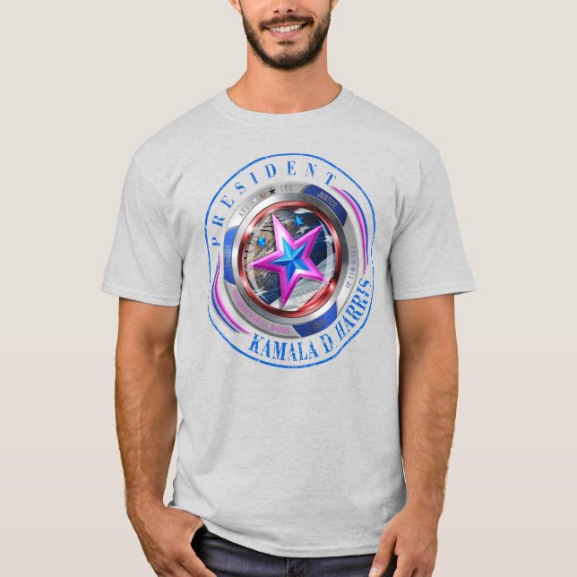 Duale Seite Harris-Walz Wing/Briefmarke Medallion T-Shirt (Vorderseite)