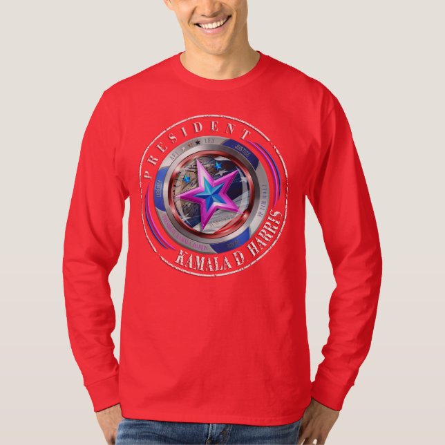 Duale Seite Harris-Walz Wing/Briefmarke Medallion T-Shirt (Vorderseite)