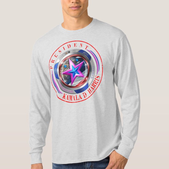 Duale Seite Harris-Walz Wing/Briefmarke Medallion T-Shirt (Vorderseite)