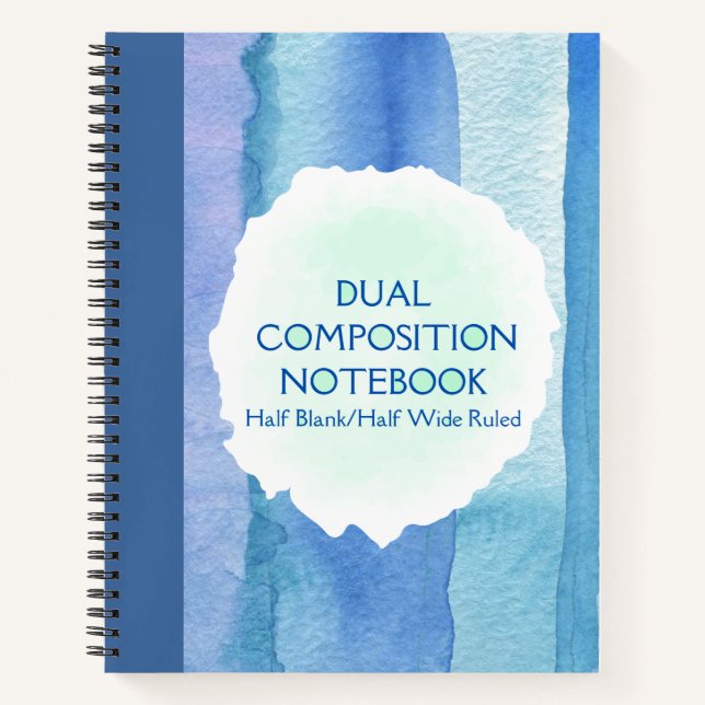 DUALE ZUSAMMENSETZUNG BLAUER HALBLANK/BREITE REGEL NOTIZBUCH (Vorderseite)