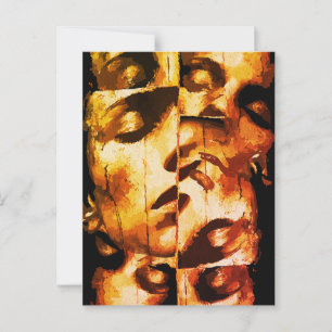 Dualität in Gold – Abstrakte moderne Porträtkunst Postkarte