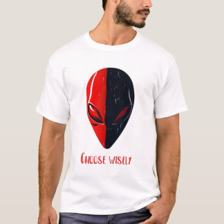 Dualitätsmaske – Rotes und schwarzes minimalistisc T-Shirt