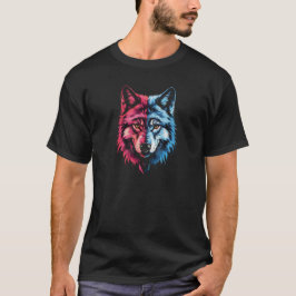 Duality Wolf - Roter und Blauer Geist Kunst T-Shirt