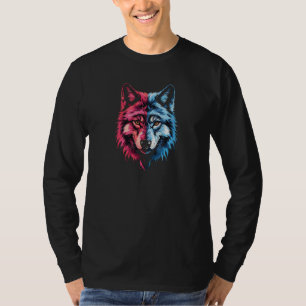 Duality Wolf - Roter und Blauer Geist Kunst T-Shirt
