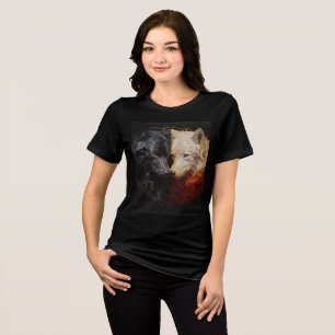 Duality Wolves – Black & White Spirit Art Tri-Blend Shirt