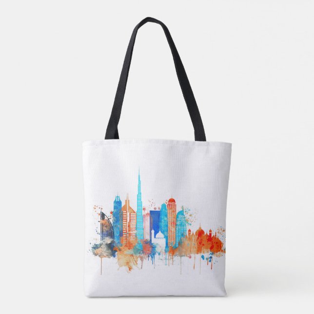 Dubai-Aquarell-Skyline Tasche (Rückseite)