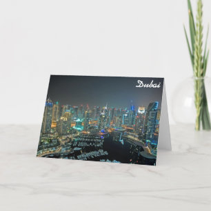 Dubai, Arabische Emirate-Skyline nachts Karte