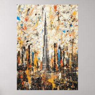 Dubai Burj Khalifa Abstrakte Tropfenmalerei Poster