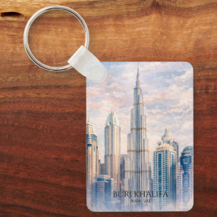 Dubai Burj Khalifa Luxus Stadt Skyline Aquarell Schlüsselanhänger