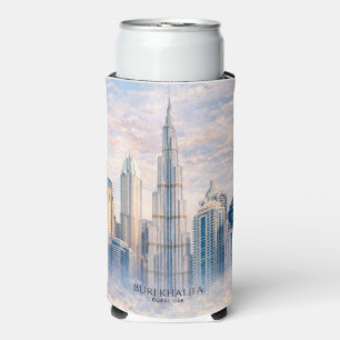 Dubai Burj Khalifa Luxus Stadt Skyline Aquarell Selters Dosenkühler