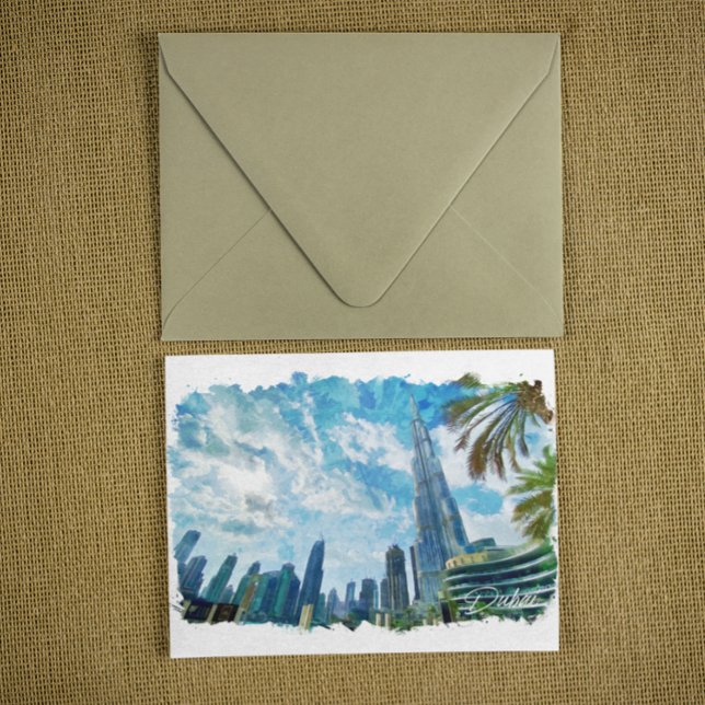 Dubai Burj Khalifa Panorama View Postkarte (dubai burj khalifa postcard)