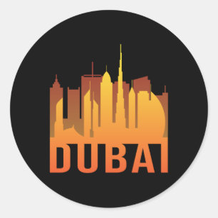 Dubai City Cityscape Skyline Funny Geschenk Idee Runder Aufkleber
