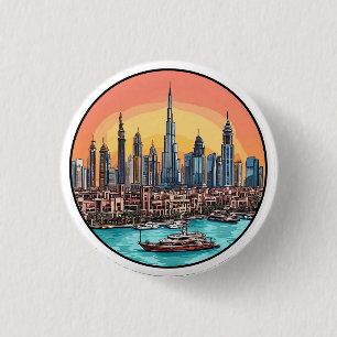 Dubai City Skyline mit Hochhäusern Button