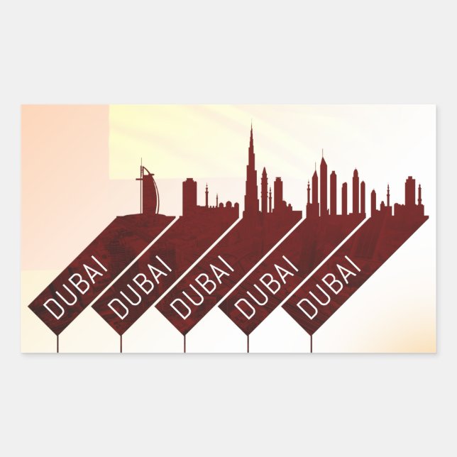 Dubai City-Stil Rechteckiger Aufkleber (Vorderseite)