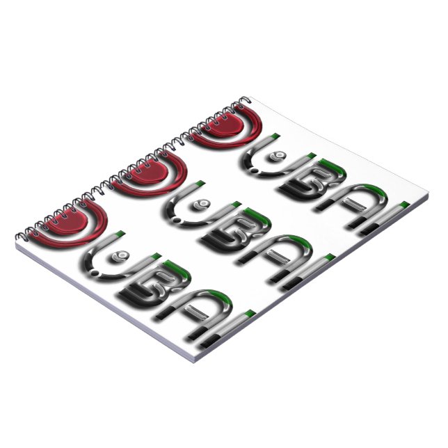 Dubai City UAE Flaggenfarben Typografie Notizblock (Linke Seite)