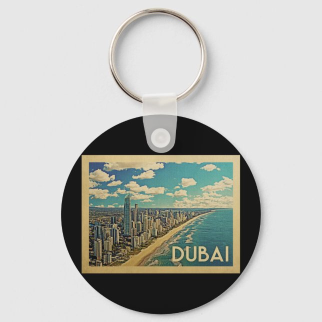 Dubai Coast Vintage Travel Schlüsselanhänger (Vorderseite)