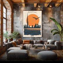 Dubai Dusk - Minimalistische Skyline-Reflektionen