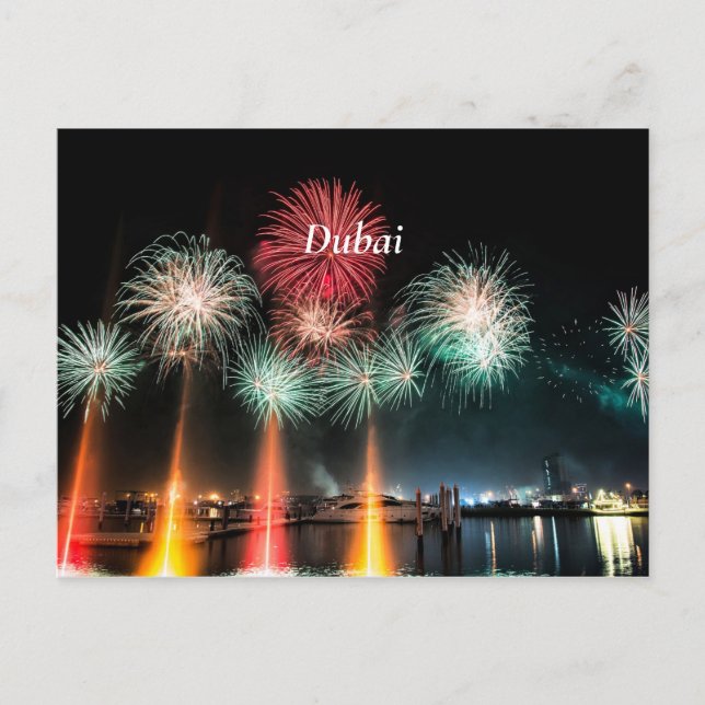 Dubai Feuerwerk Postkarte (Vorderseite)