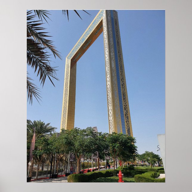 Dubai Frame Gebäude mit Sitz in Zabeel Park Poster (Vorne)