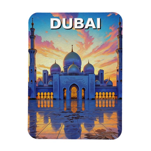 Dubai Grand Mosque UAE Sunset Magnet (Vertikal)
