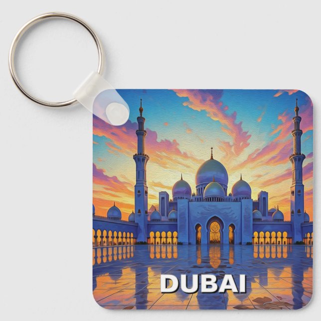Dubai Grand Mosque UAE Sunset Schlüsselanhänger (Vorderseite)