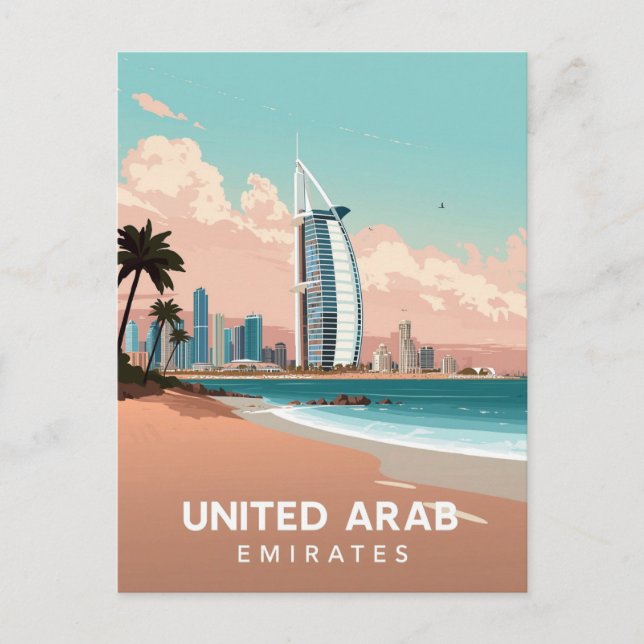 Dubai-Küste Vintage-Reise Postkarte (Vorderseite)