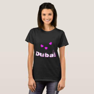 Dubai Liebe hört rosa und weiße gestrichene Buch T-Shirt