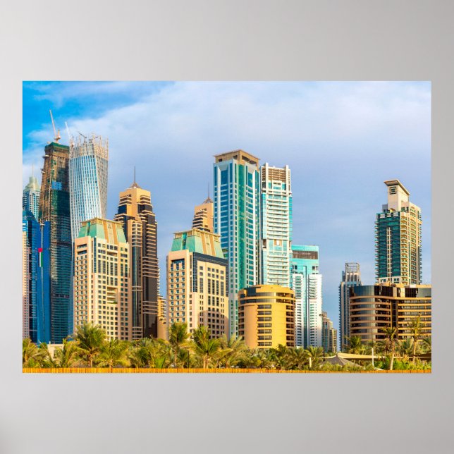 Dubai modern skyscrapers Corniche Poster (Vorne)