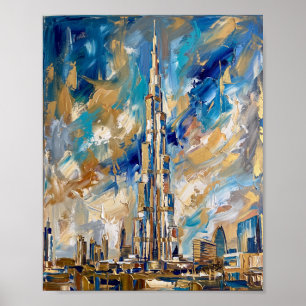 Dubai Poster Luxus Abstracte Ölgemälde