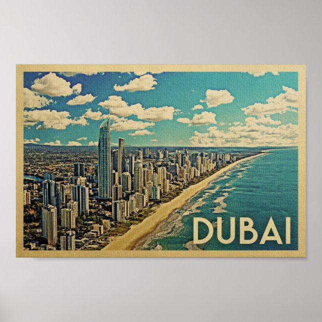 Dubai Poster Vintage Reisen Art (Vorne)