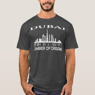 Dubai Skyline GPS koordiniert Hauptstadt Uae 2 T-Shirt