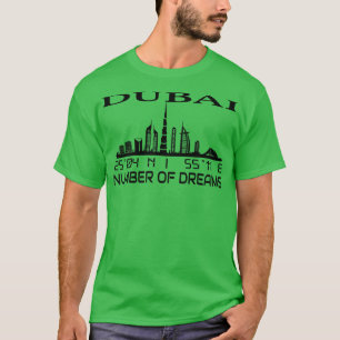Dubai Skyline GPS koordiniert Hauptstadt Uae 3 T-Shirt