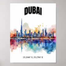 Dubai Skyline Wall Art, Modern Wall Art,