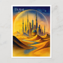 Dubai Skyline Watercolor Postcard | UAE Souvenir Feiertagspostkarte