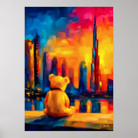 Dubai Teddy Fauvist Sonnenuntergang Skyline Druck