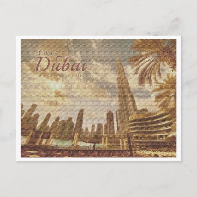 DUBAI UAE VINTAG - BURJ KHALIFA POSTKARTE (Vorderseite)